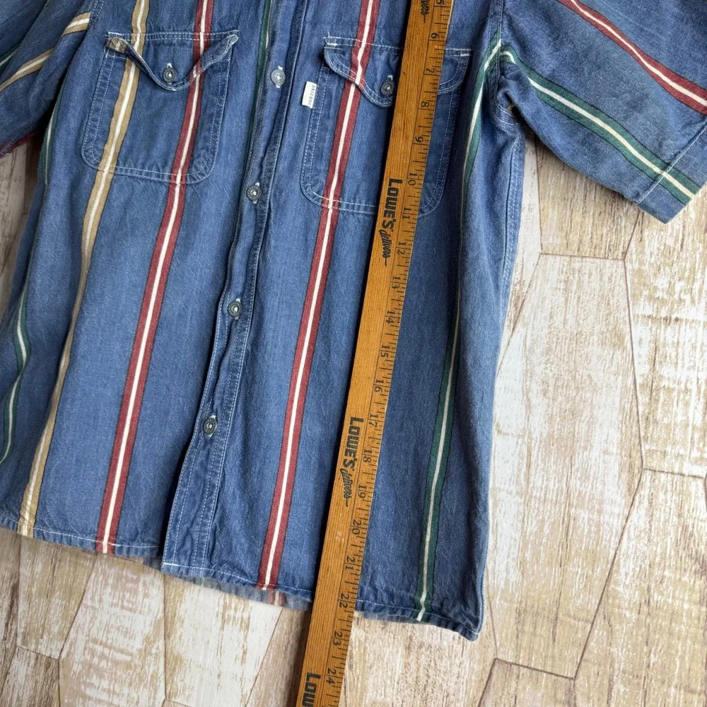 Arizona Jean Company Kids‎ Striped Denim Button Up Shirt Size M 10-12